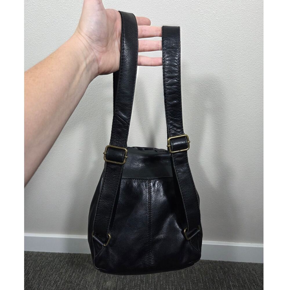 American Leather Co Black Leather Backpack Purse - Picture 7 of 16